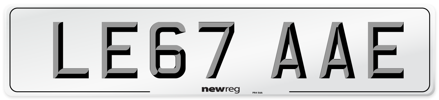 LE67 AAE Number Plate from New Reg